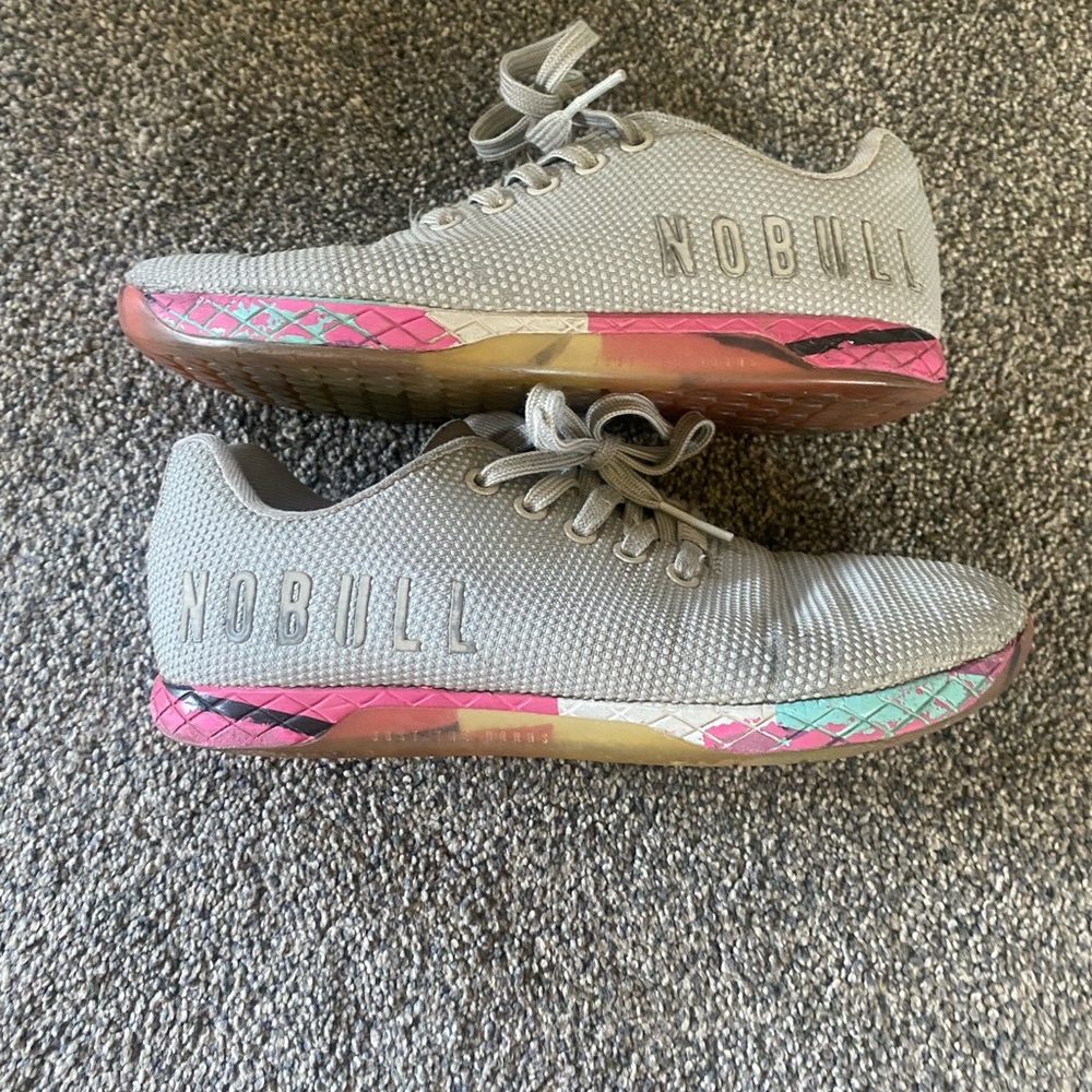 NOBULL Gray and Pink Athletic Shoes with Cushioned Midsole